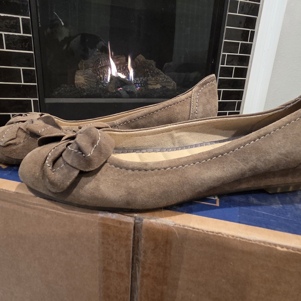 Me Too Taupe Suede Women's Flats